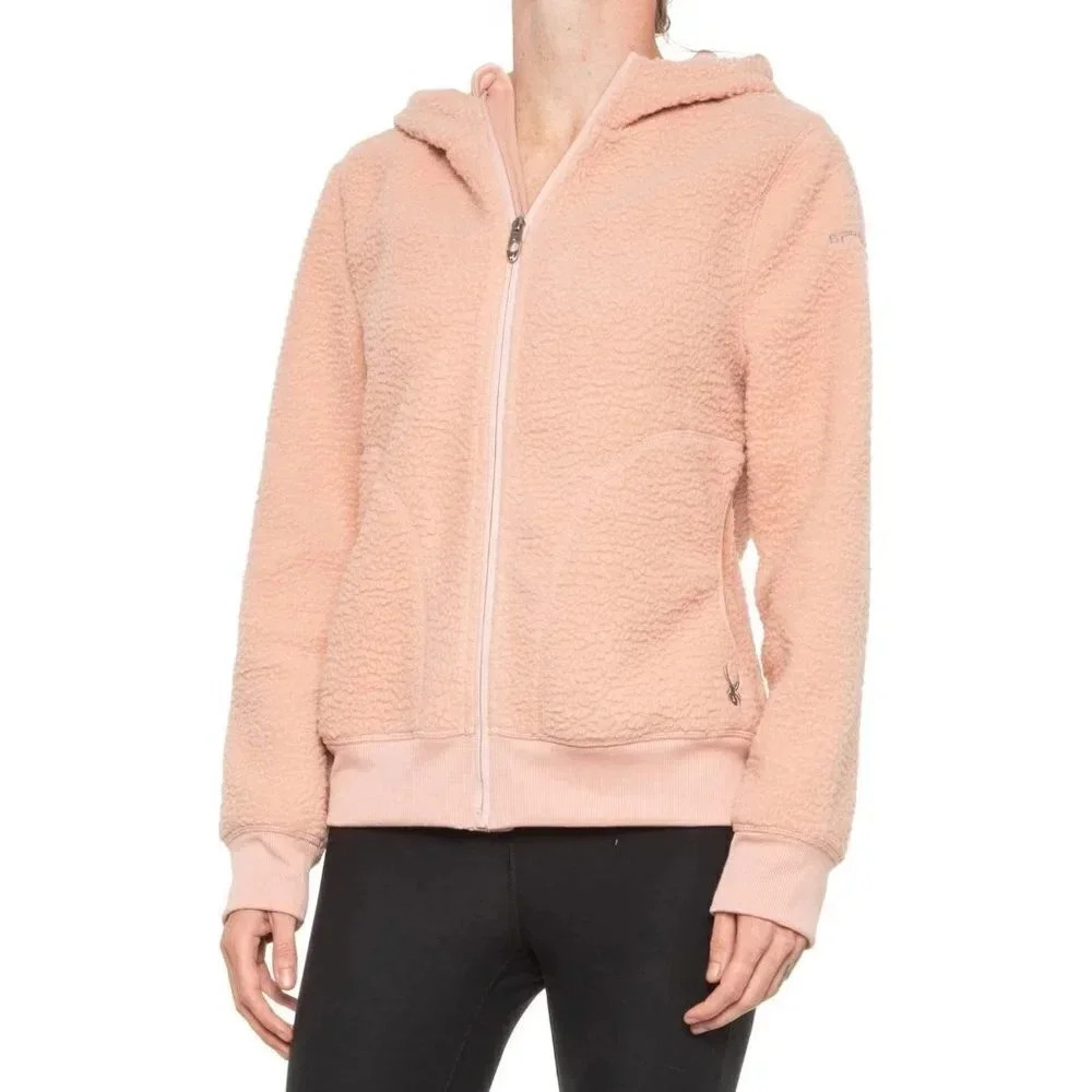 SPYDER | LYDIA SHERPA FLEECE FULL ZIP JACKET IN MISTY ROSE